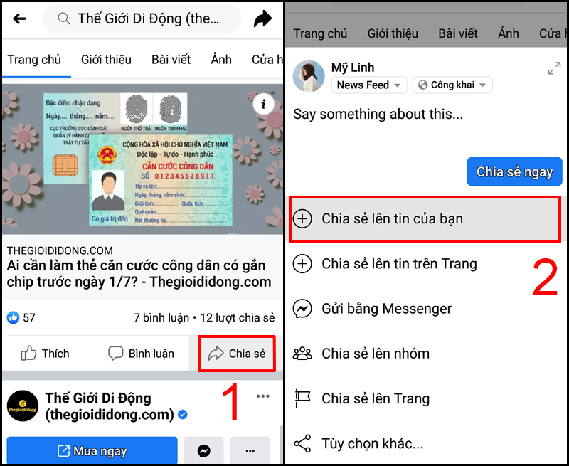 Hạn chế share trên trang cá nhân